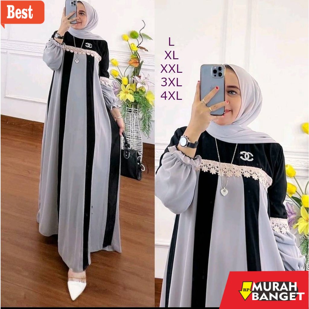 Tren baju lebaran wanita 2023- Gamis Jumbo Terbaru Kekinian LD 100 - 140