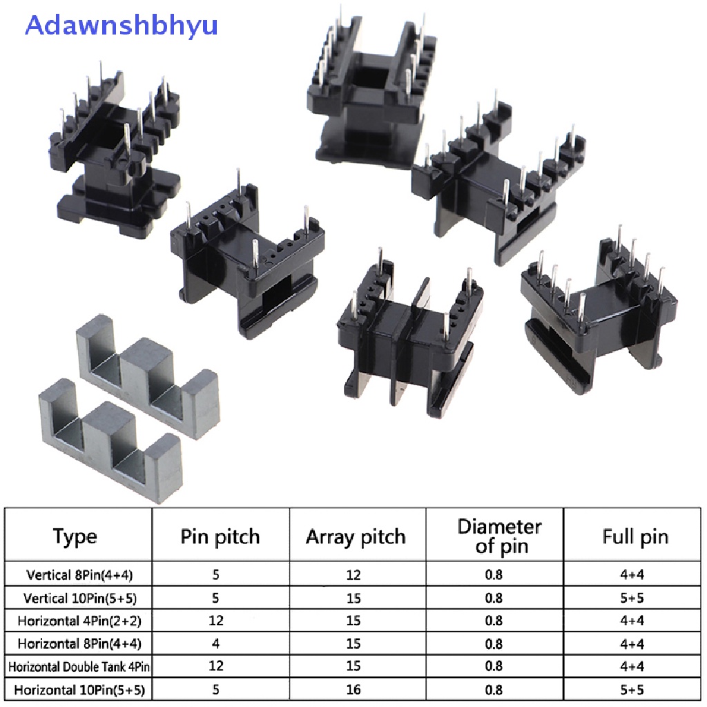 Adhyu 5Sets EE25 4Pin 8P 10P Trafo Bobbin PC40 Ferrite Core Vertikal Horizontal ID