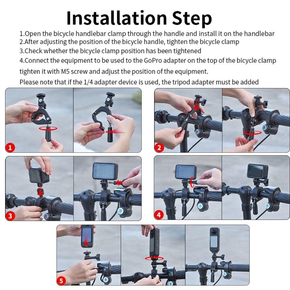 POPULAR Populer Dudukan Stang Sepeda Universal Adaptor Riding Bracket360° Rotasi Untuk DJI Action3 GoPro Hero11/10 Insta360 X3