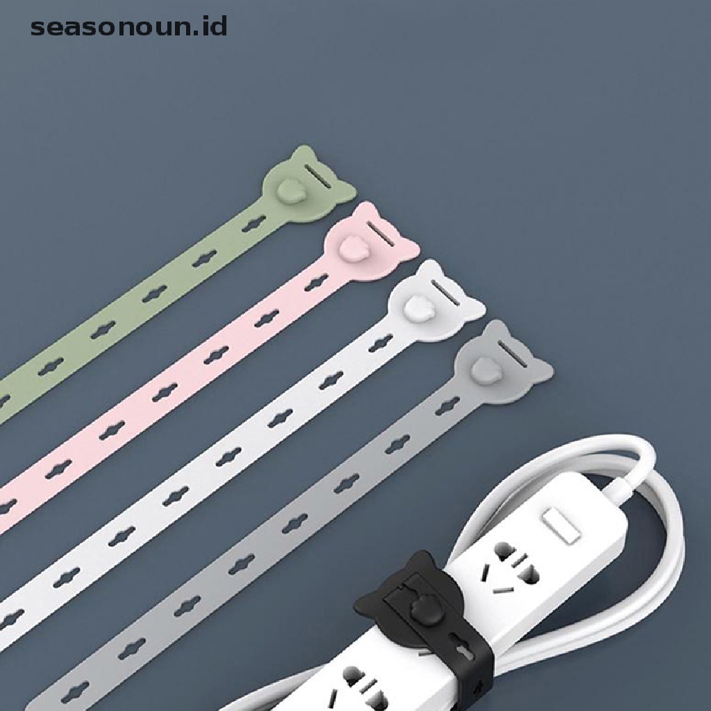 Seasonoun High Quality Multi Purpose Silicone Binding Tie Pengikat Kabel Ties Reusable Adjustable Cord Ties Cable Management Straps Hook Loop Cord Organizer.