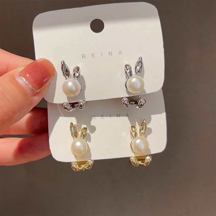 Korea Style Pearl Rabbit Stud Earrings Elegan Pesta Pernikahan Telinga Perhiasan Aksesoris Gadis Studs Earrings Fashion Menjuntai Earrings Premium Faux Pearl Earrings