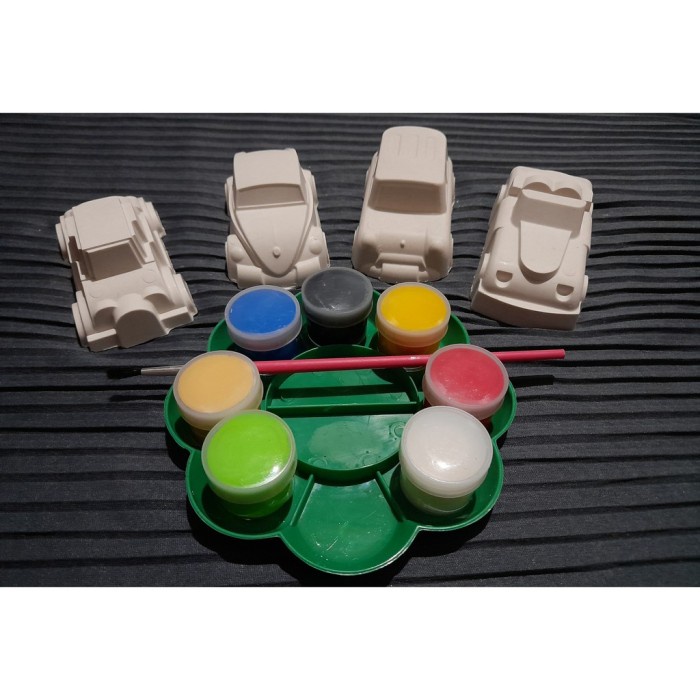 DISKON WARNA/ Paket Mobil / Patung Lukis Gypsum - Mainan Anak & Edukasi