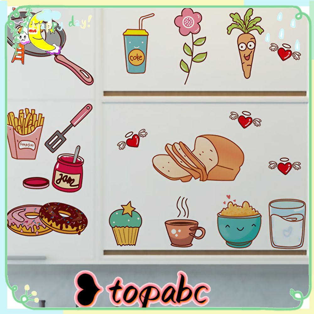 Top Kartun Makanan Stiker DIY Viny Kamar Anak Lemari Kulkas Pintu Memasak Mural