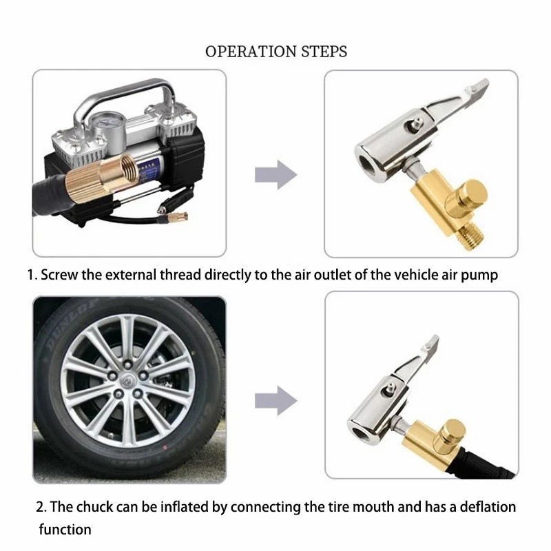 Konektor Pompa Tiup Portabel Auto Motor Sepeda Tire Inflator Adapter 90derajat Lock Metal Tire Nozzle Tire Air Chuck Compressor Clip Alat Perbaikan Mobil