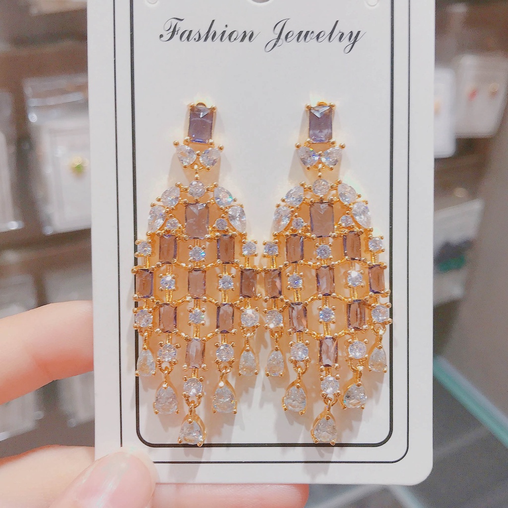 Goldkingdom Aksesoris Perhiasan Fashion Ready Stock Anting Berpohon, Temperamen Jarum Perak, Mengkilap Unik Cahaya Mewah Dan High-end Perasaan