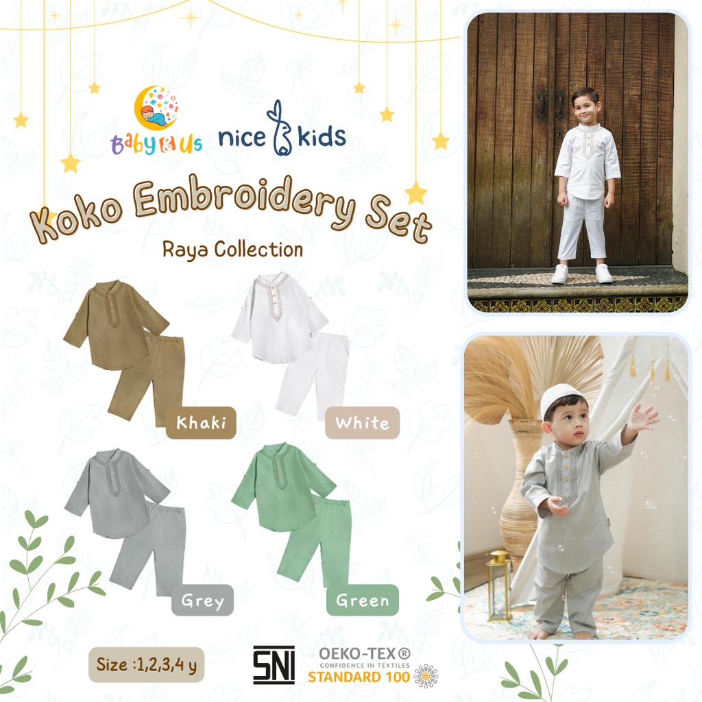 Nice Kids Raya Collection - Koko Embroidery Set (Pakaian Muslim 1-4 Tahun)