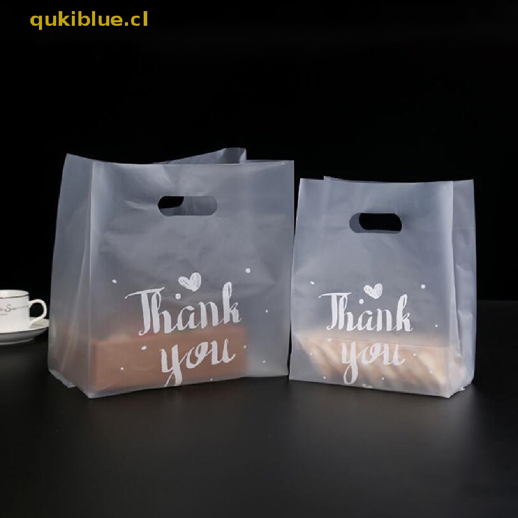 Qukiblue 50pcs Thank You Kantong Plastik Permen Bingkisan Shopping Bag Wedding Wrapping Bag cl