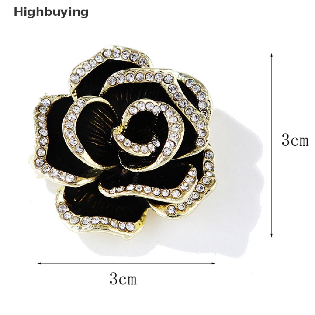 Hbid Fashion Berlian Imitasi Camellia Bunga Enamel Bros Perempuan Kerah Perhiasan Pesta Mantel Pin Hadiah Glory