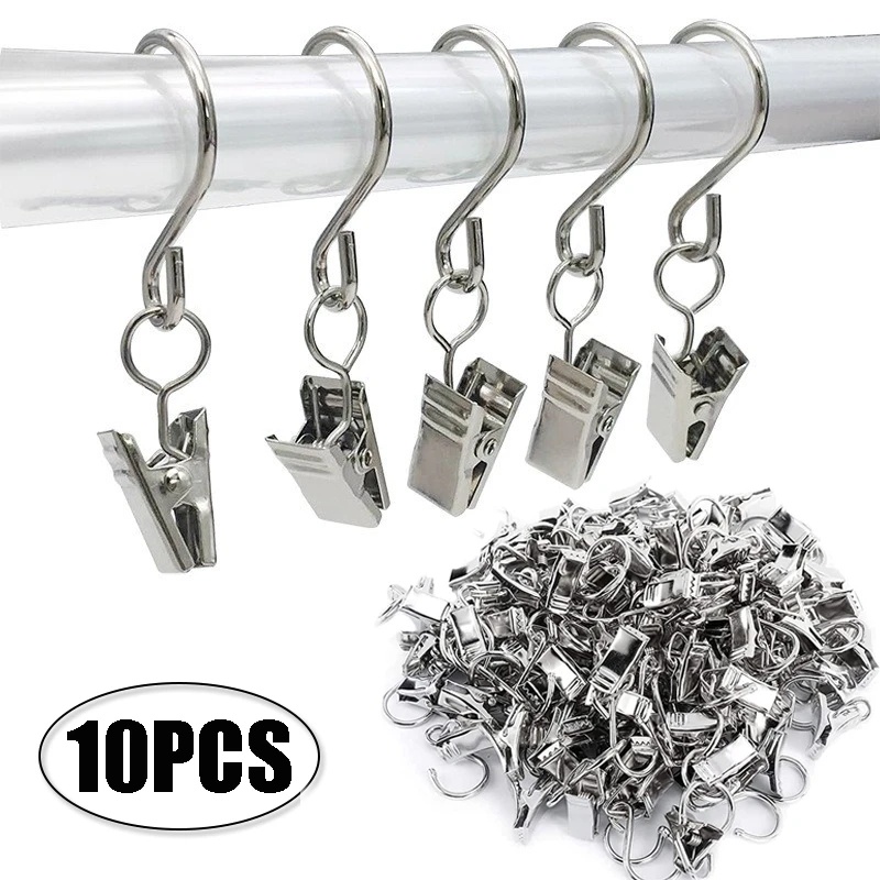 [Unggulan] 1/10pcs Klip Pengeringan Tanpa Jejak Multi Fungsi Anti-slip Klip Kait Tirai Stainless Steel Klip Penyimpanan Klip Snack Dan Pakaian Clipfor Homeliving