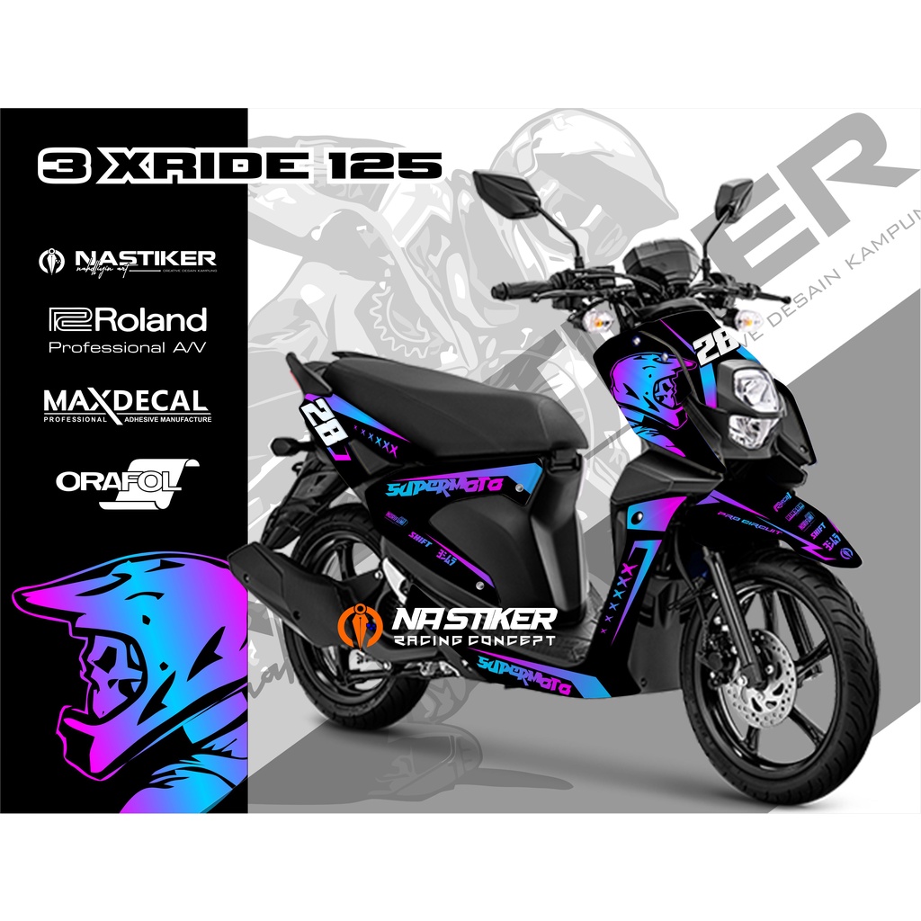 Decal Stiker Xride SUPERMOTO - DECAL XRIDE FULLHOLOGRAM Desain Bebas List Variasi Custom Sticker