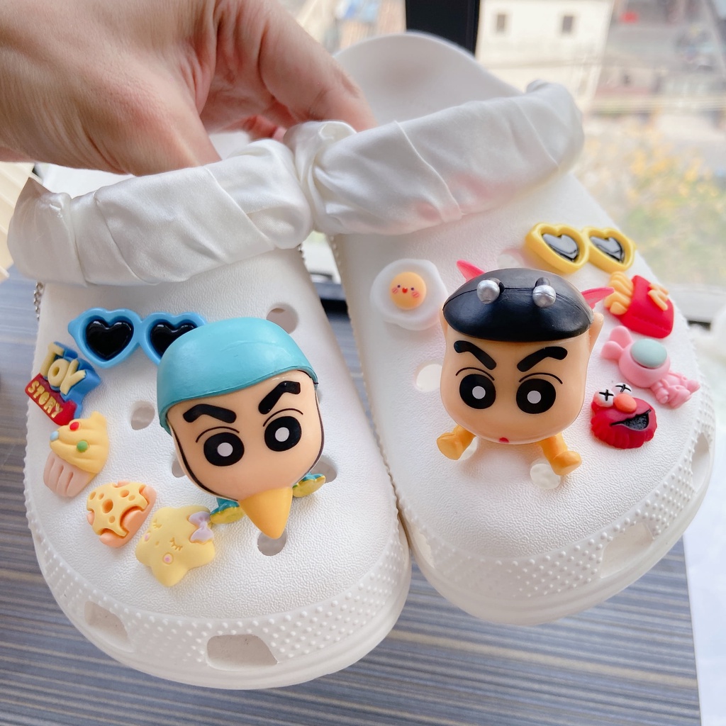 @shinydiy Lovely Crayon Shin-chan Crocs Jibbitz Set Charm Lucu DIY Kompatibel Dengan Crocs Jibbitz | asesoris wanita｜crocs jibbitz