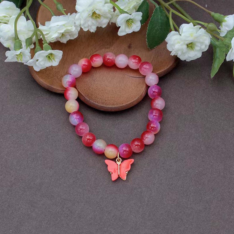 Gaya Baru Korea Temperamen Sahabat Mutiara Kristal Gelang Peri Biru Kupu-Kupu Manik Gelang