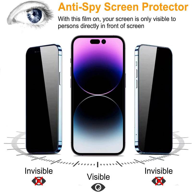 4pcs Pelindung Layar Hitam Anti Spy Untuk Iphone14 13 12 11 Pro MAX Plus Mini Privasi Tempered Glass Untuk iPhone X XS MAX XR 7 8 6 6S Plus SE 2022 2020 14Plus 13Mini 12Mini Film