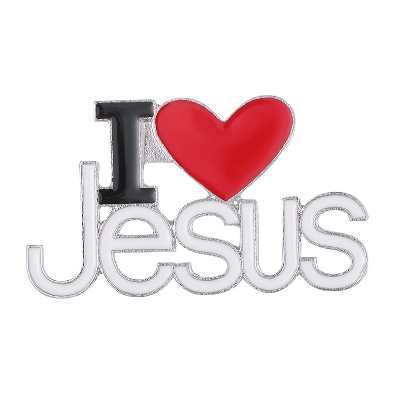 I Love Jesus Lapel Pin Simple Enamel Brooch Gift for Friends Clothing Accessories Wholesale