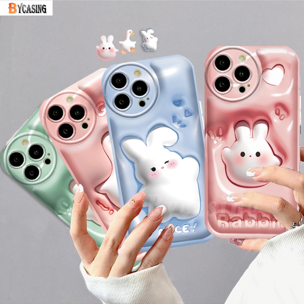 Samsung J6 Plus J7 Pro J7 Prime A21S A11 A14 A04S A04e A13 A03 A03S A02S A20 A10S M11 3D Vision Lucu Cartioon Bagus Bunny Kelinci Bebek Air Cushion Soft Case BY