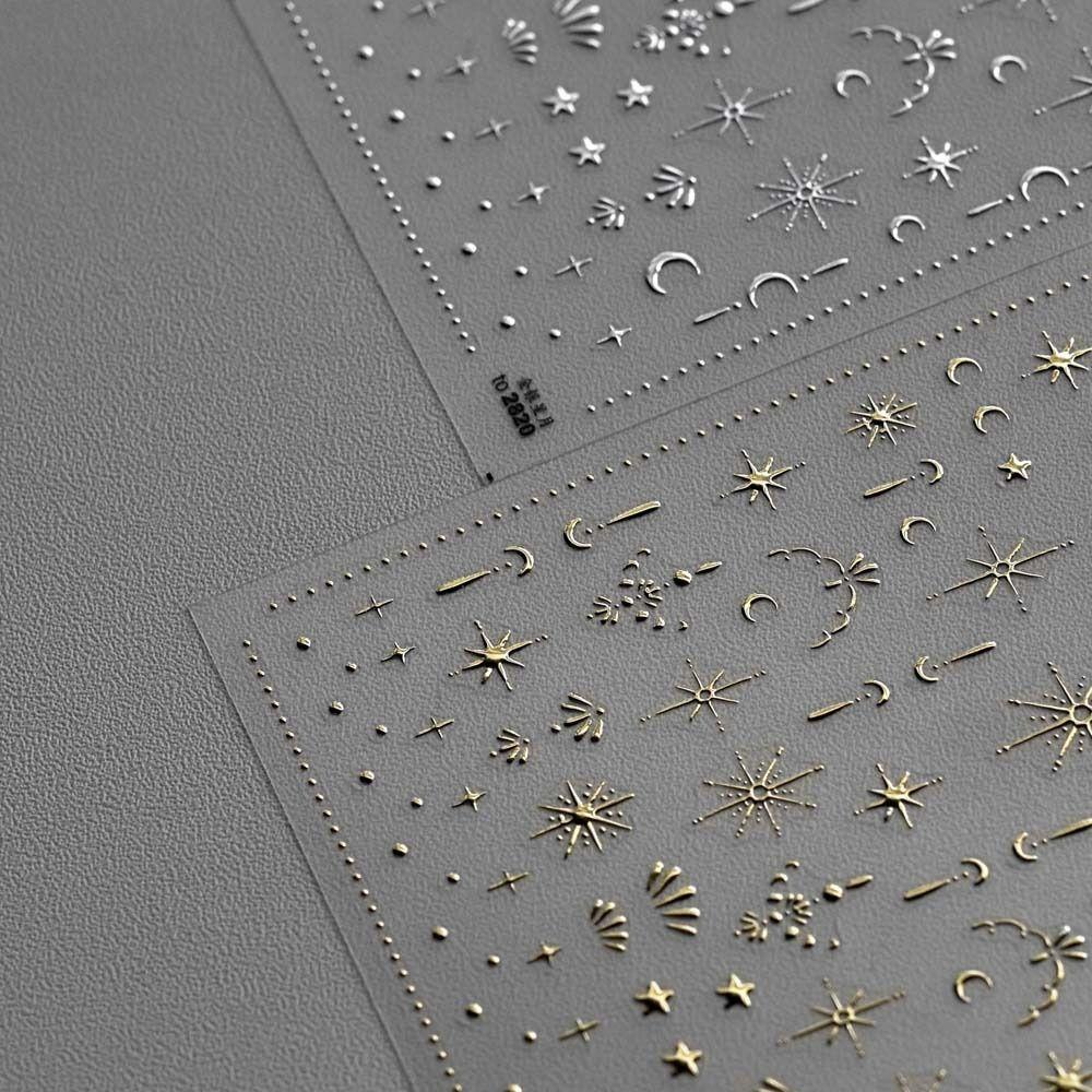 Needway   Bohemia Stiker Kuku Perekat Diri Emas Perak Bintang Bronzing Bohemia Dekorasi Kuku