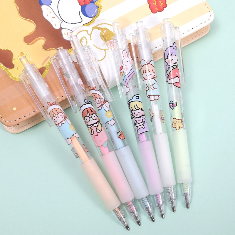 Kartun Perempuan Pola Dispenser Lem Press Pen Scrapbook Cepat Kering Dots Glue Pens Viskositas Tinggi Tangan Rekening Perlengkapan Alat Tulis