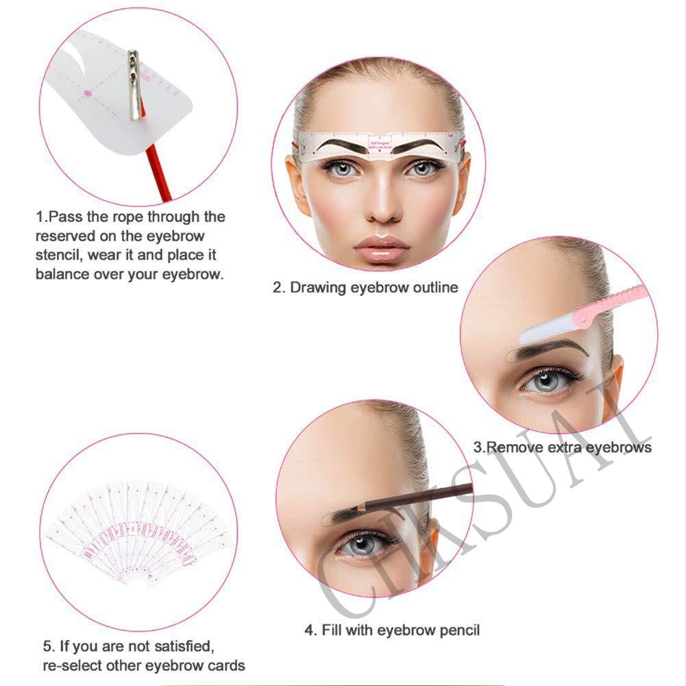 Kartu Cetakan Pembentuk Alis Alat Kosmetik Makeup Wanita Kartu Stensil Pembentuk Alis 12gaya Alat Makeup