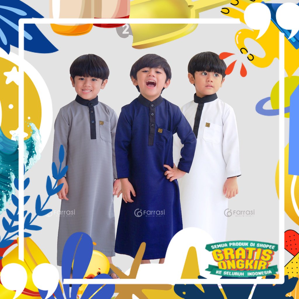Motif polkadot / Gamis Anak Laki Laki / Baju Muslim Anak / Jubah Anak laki laki