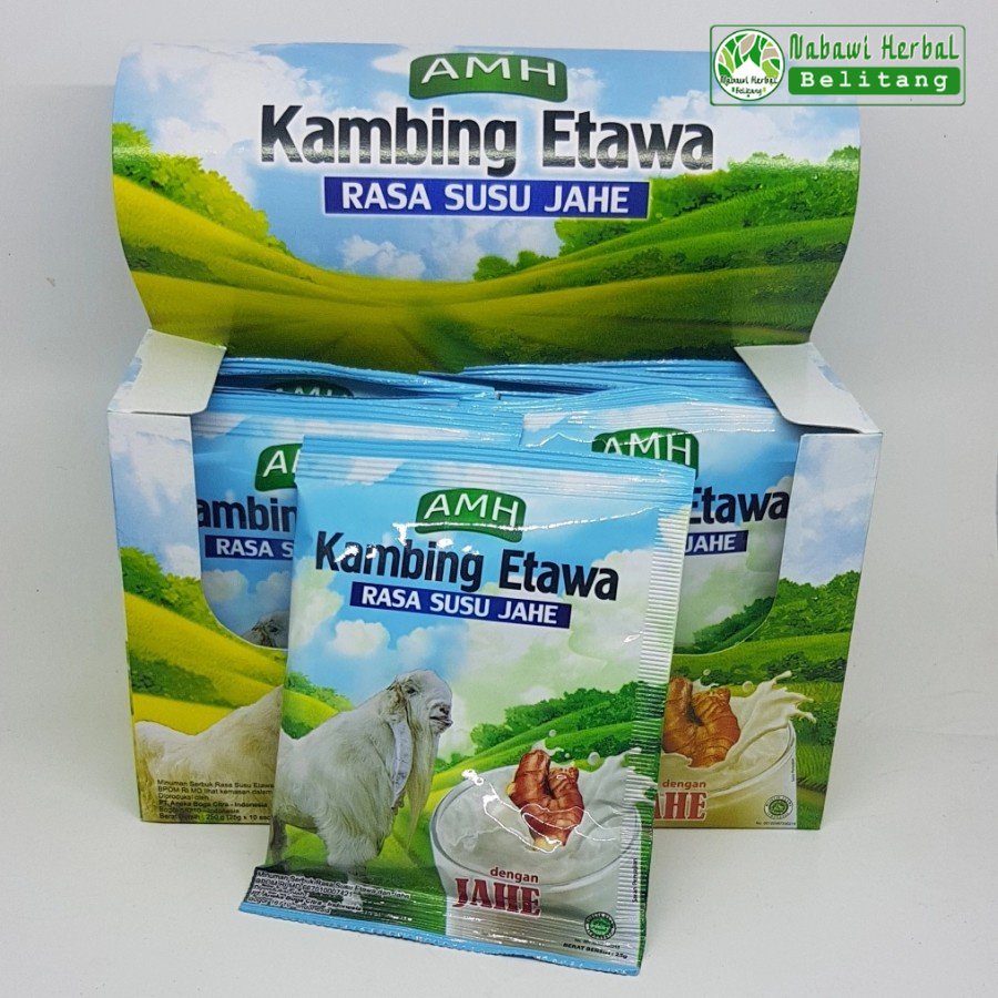 

Susu kambing etawa AMH rasa susu JAHE isi 10 sachet per box 100% Original
