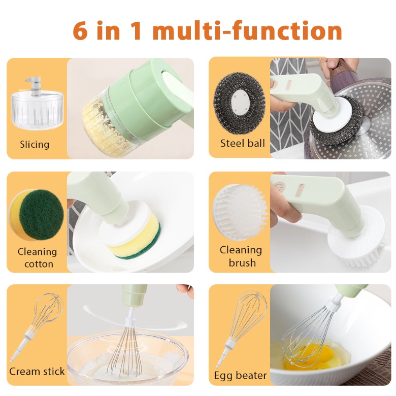 【COD】Blender 6 In1 Mixer/Hand Mixer Wireless Blender/Telur Handheld Blender/Telur Elektrik Egg Beater/Mixer Portable Egg Beater Usb Rechargeable