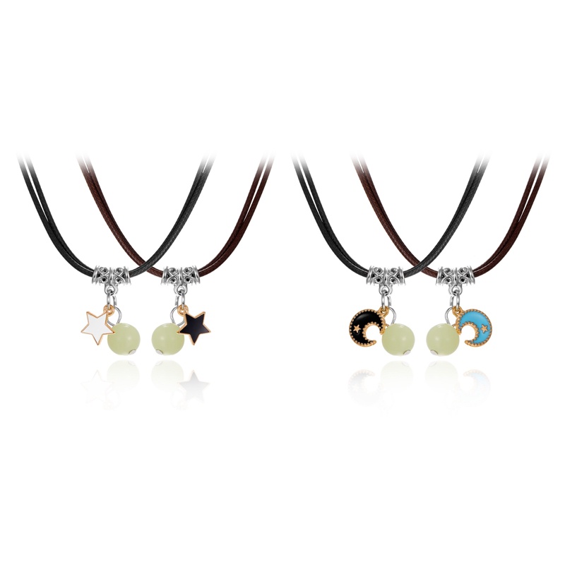 2 PCS/Set Fashion Pasangan Bercahaya Manik-Manik Bersinar Liontin Kalung Untuk Wanita Hati Bunga Bulan Kucing Persahabatan Perhiasan Kekasih Hadiah