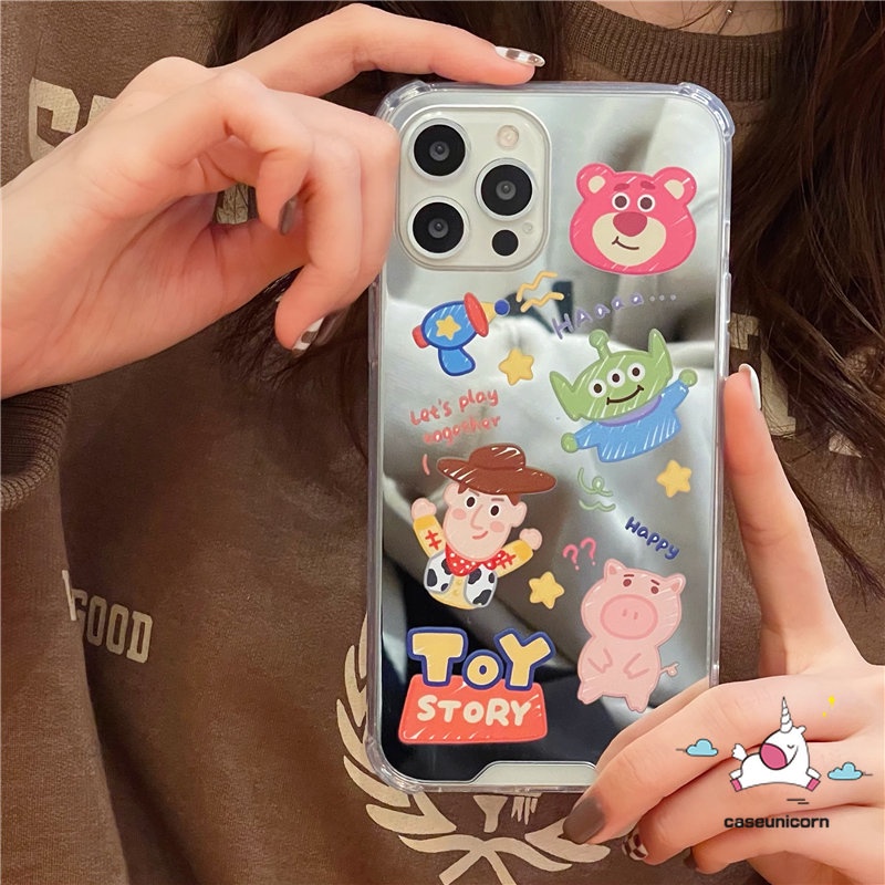 Case Cermin Make Up Shockproof Kompatibel Untuk iPhone 11 Pro MAX 7plus 78 Plus 8plus 12 13 Pro MAX XR X XS MAX SE Kartun Disney Manyo Winnie The Pooh Cover Case Cerita Mainan Lucu