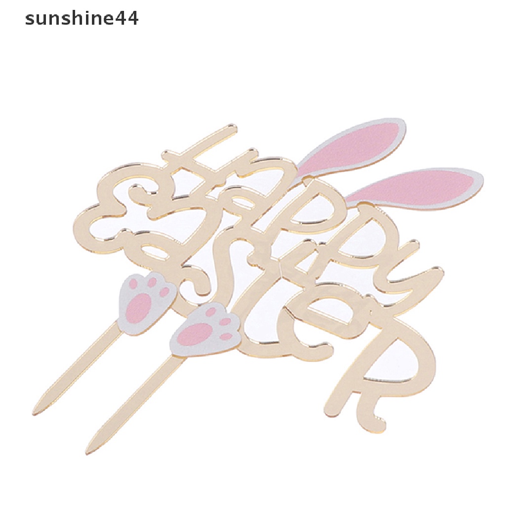 Sunshine Happy Easter Cake Topper Telur Paskah Akrilik Kue Bendera Dekorasi Kue Pesta ID