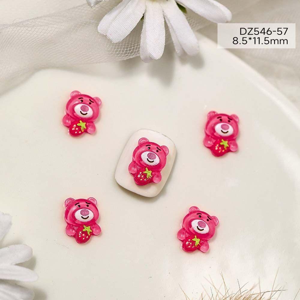 Agustinina Kartun Dekorasi Kuku Lucu Resin Kelinci Kuromi Kitty Kucing Strawberry Bear Manicure Aksesoris 3D Nail Art Drills