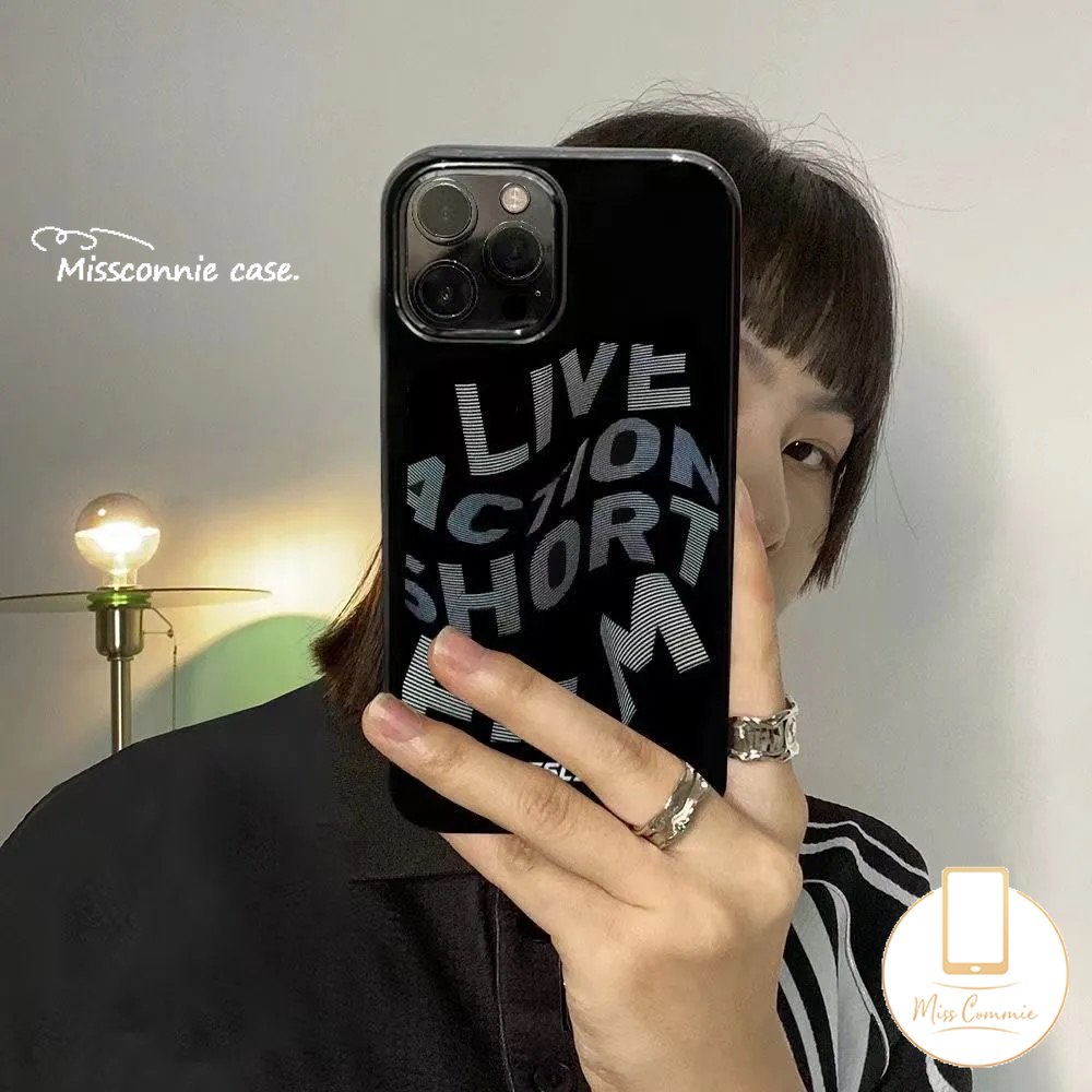 IPHONE Kreatif Keren Alfabet Inggris Halus Casing Ponsel Kompatibel Untuk Iphone11 Pro Max XR 78 Plus 14 12 13 Pro Max X XS Max SE 2020 Shockproof Glossy Lembut TPU Black Cover