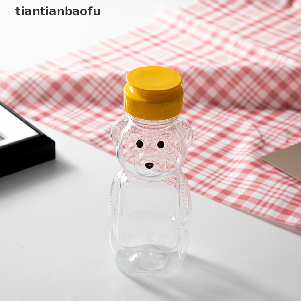 [tiantianbaofu] Botol Air Plastik Beruang Kecil Cangkir Air Sedotan Transparan Dengan Sedotan Untuk Butik Anak