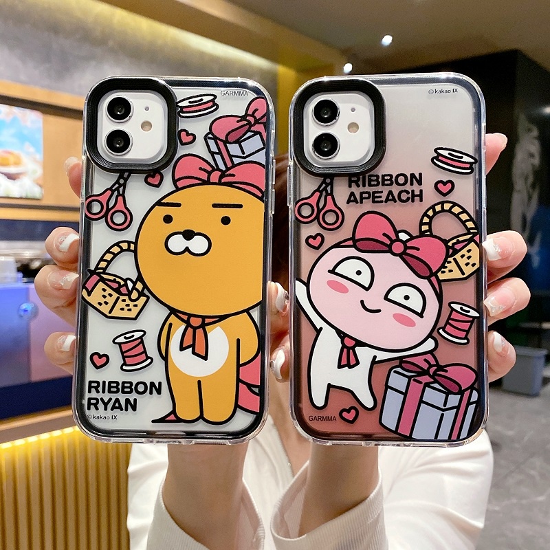 IPHONE 3-in-1 Casing Pelindung Simpul Kartun Transparan Untuk Iphone14 13 12 11 Pro MAX X XR XS Max7 8 Plus