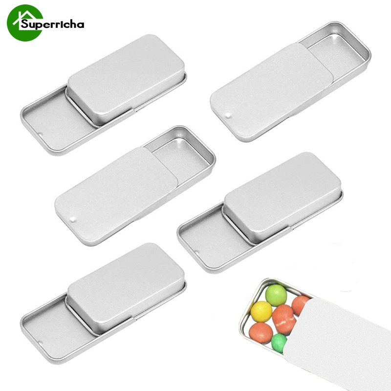 Hot Sale/Kotak Kaleng Mini Portable/Kotak Penyimpanan Perhiasan Kunci Permen Penutup Slide/Wadah Besi Persegi Panjang Metal