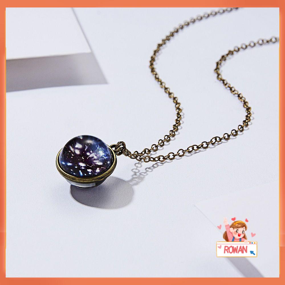 R-flower 1PC Universe Starry Necklace Alloy Dua Sisi Kreatif Retro Pendant Necklace