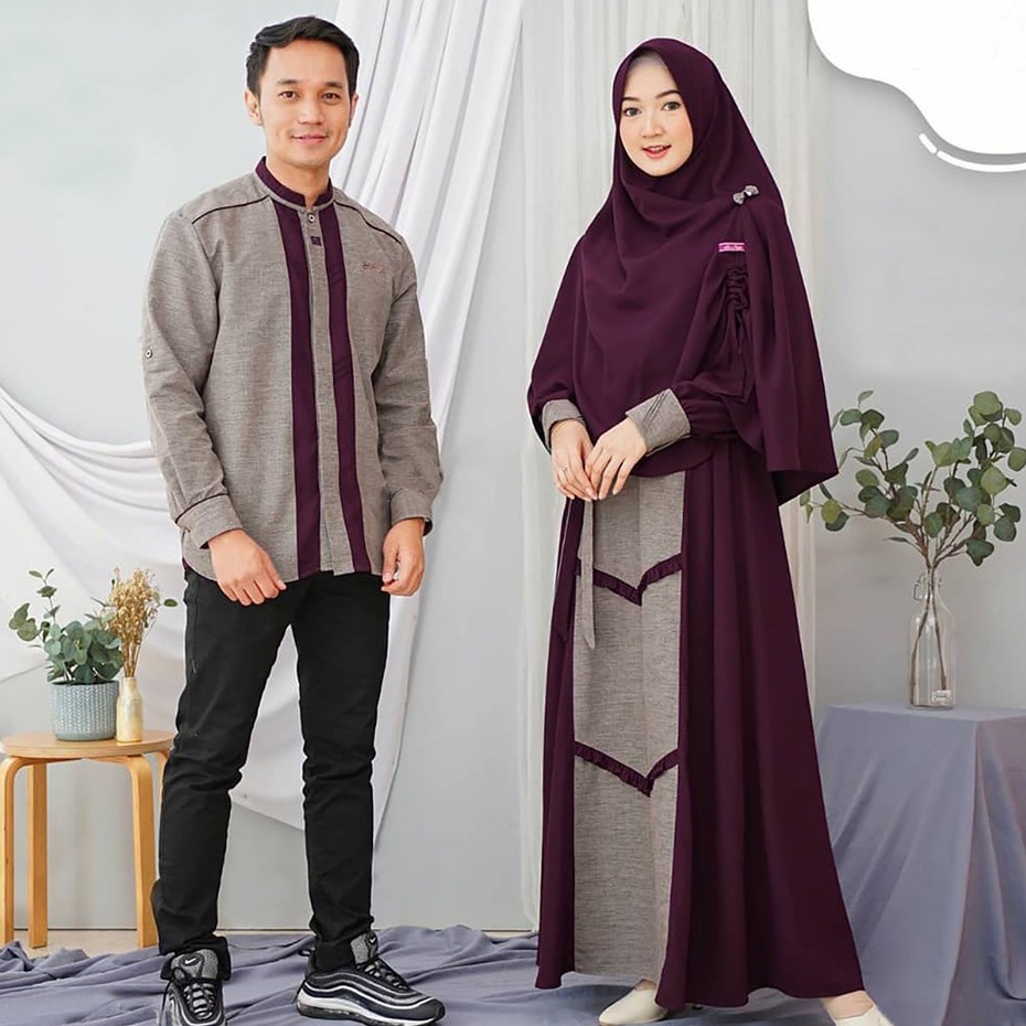 CSR Asoka Couple Baju Pasangan Gamis Syari Set Kemeja Koko Muslim Fashion Setelan Lebaran Terlaris
