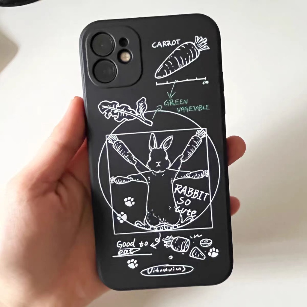 IPHONE Ins Pola Kelinci Cocok Untuk Iphone14 14pro 14plus 13 13pro 13prm iPhone12 7Plus 8Plus Xr XS 13 Pro Max Empat Sudut Casing Ponsel Tahan Guncangan