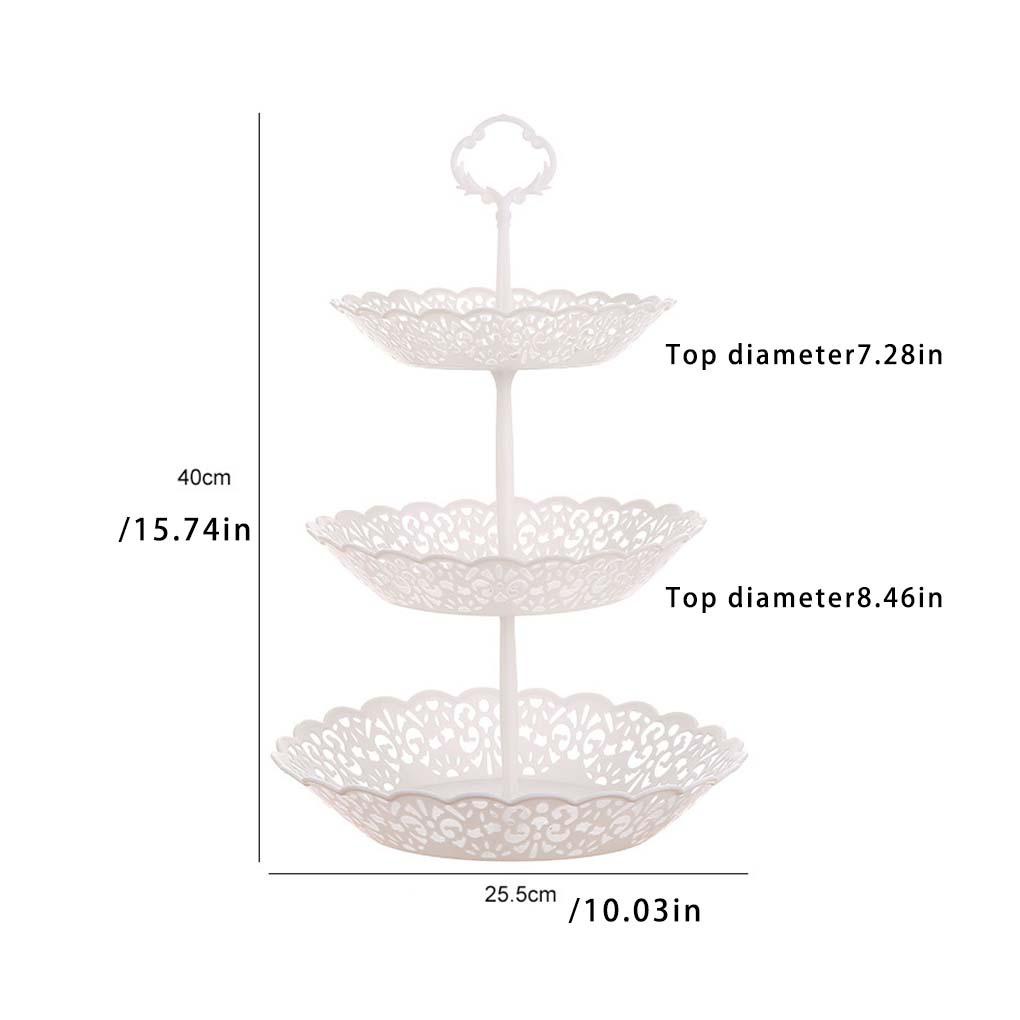 2x Piring Penyimpanan Nampan Buah Kapasitas Besar Organizer Tempat Kue Tahan Lama Tiga Tingkat Snack Stand Rak Makanan