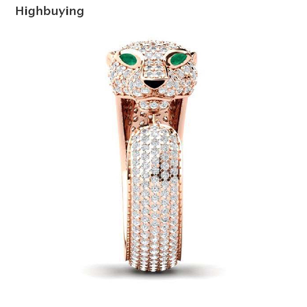 Hbid Fashion Penuh Kristal Bertatahkan Leopard Cincin Pembukaan Unisex Cincin Pesta Perhiasan Hadiah Glory