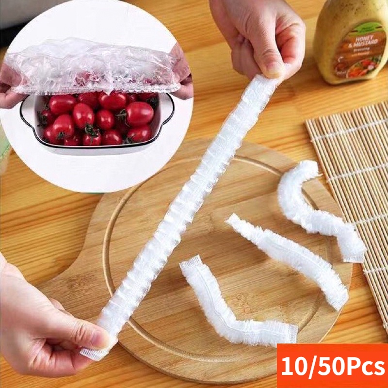 10/50pcs Disposable Reusable Fresh-keeping Bags Cover/Penutup Makanan Lengan Elastis PE Anti Debu Kulkas Tahan Lama