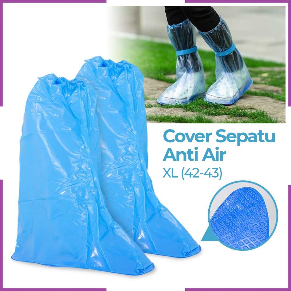 PROMO COD + Safebet Cover Sepatu Anti Air & Hujan Waterproof Shoe Protector XL 42-43 - YXT01 - Blue 