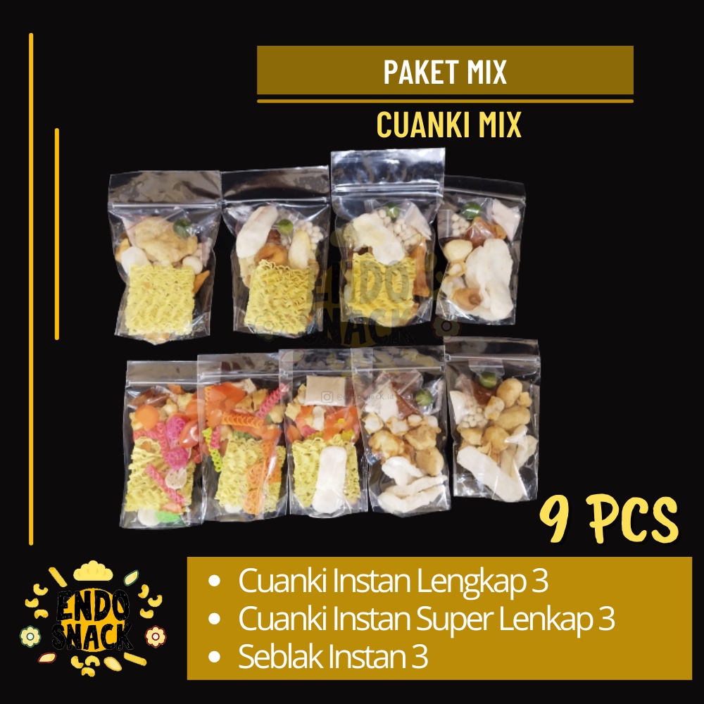 PAKET MIX Cuanki Instan Super Lengkap, Seblak Instan 9 Bungkus