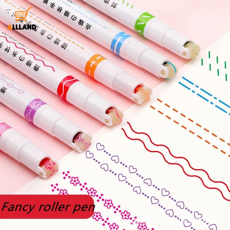 Pulpen Stabilo Berbentuk Bunga Kreatif/Beberapa Bentuk Roller Marker Pen/Curve Line Drawing Tools Perlengkapan Kantor Sekolah