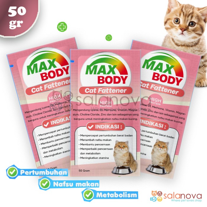 Max Body 50gr Vitamin Suplemen Pengemuk Kucing