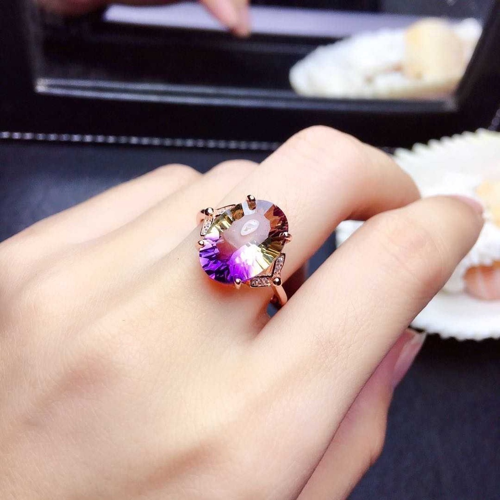 Goldkingdom Fashion Perhiasan Aksesoris Ready Stock Live Sale Baru Warna-Warni Semangka Turmalin Kalung Api Briliant Mewah Berbentuk Telur Amethyst Cincin Liontin