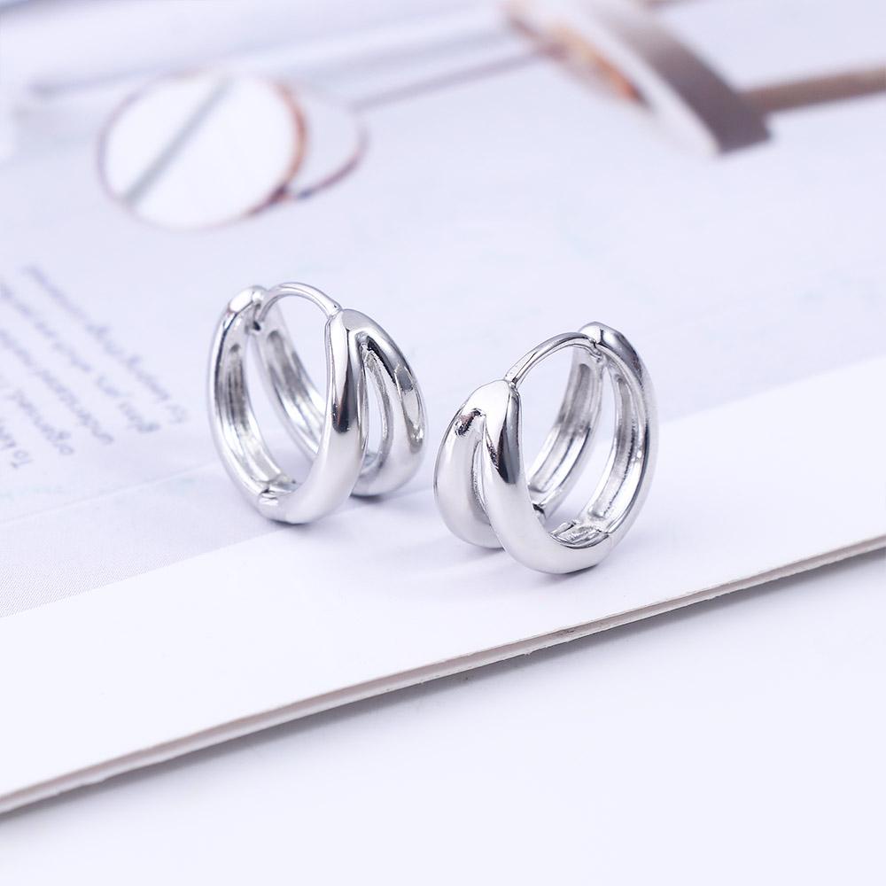 Nickolas1 Pria Hoop Earrings Kualitas Tinggi Untuk Anak Laki-Laki Rock Roll Multi-layer Bulat Lingkaran Warna Silver Lingkaran Ganda Hitam Telinga Studs