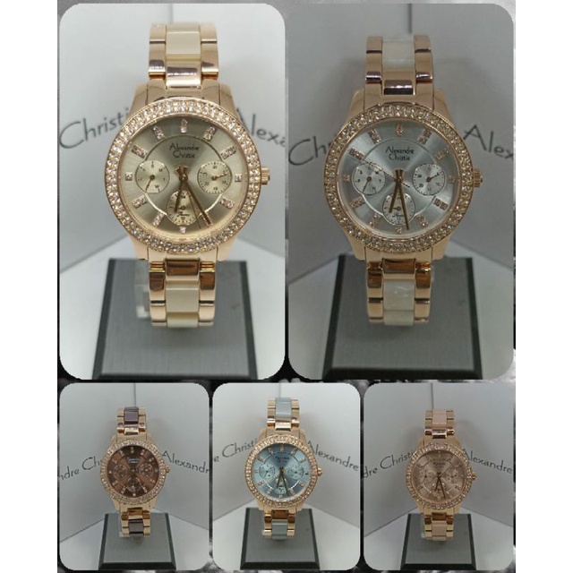 Jam Tangan Wanita Alexandre Christie 2A32 AC2A32 AC 2A32 Tali Besi Kombinasi Fiber