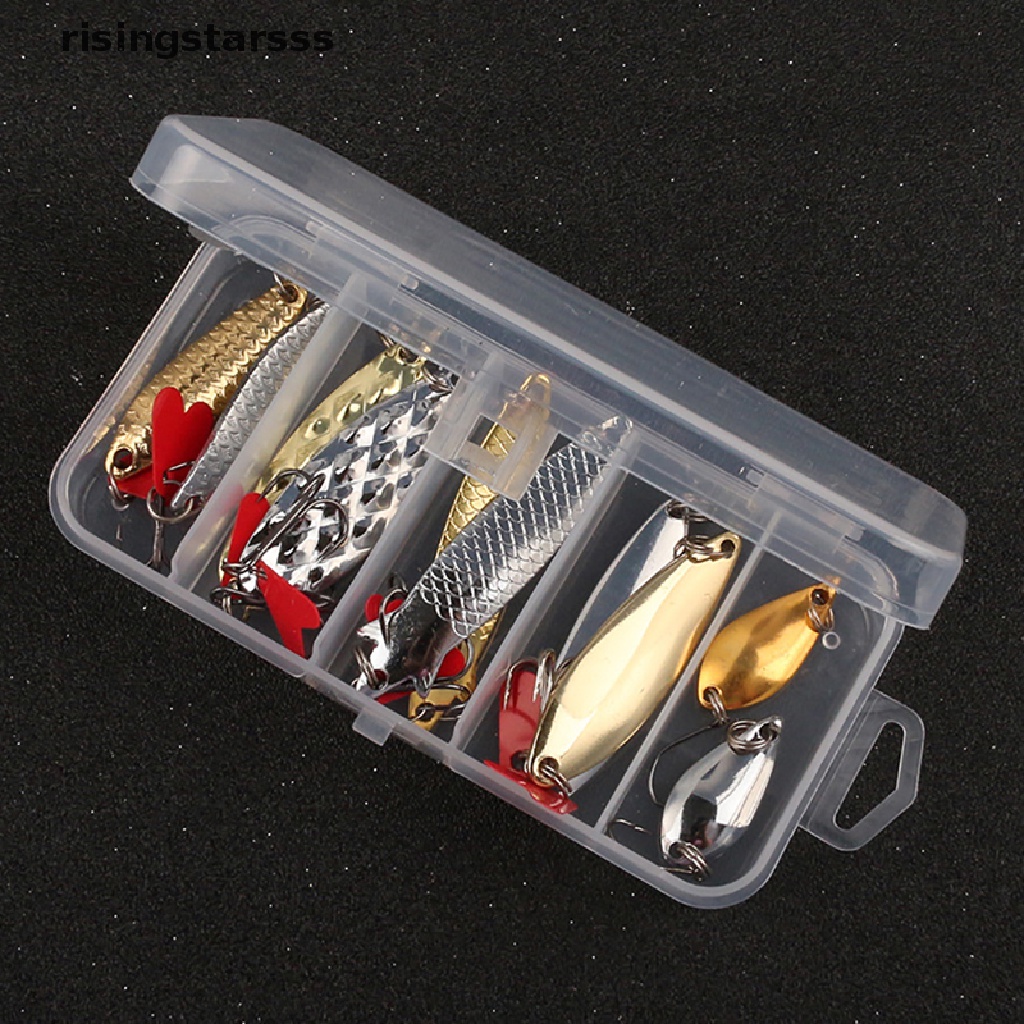 Rsid Span-new 10 Pcs Memancing Logam Sendok Lure Kit Set Emas Perak Umpan Sequin Spinner Lures Jelly