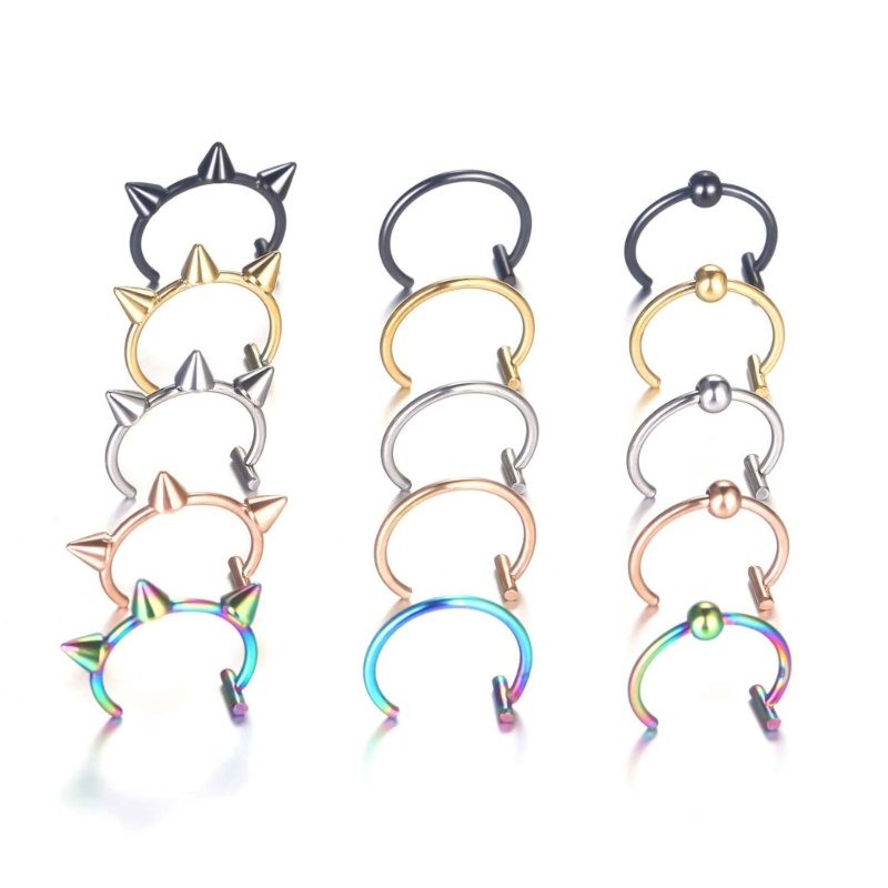 Siy Cincin Hidung Palsu Bibir Cincin C-Clip Tindik Bibir Burun Nose Rings Hoop Wanita Non Piercing Perhiasan Tubuh Anting Sexuali