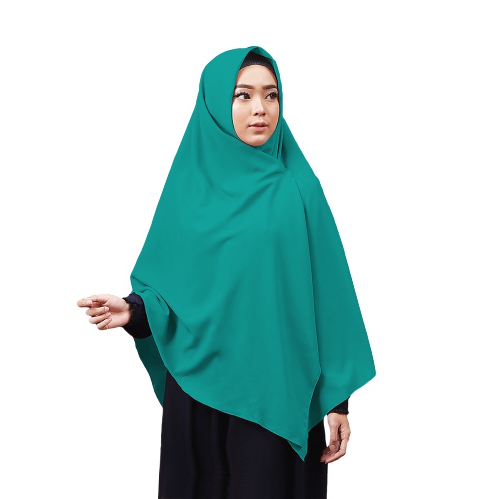 kerudung jilbab / hijab segi empat bahan wolpeach wolfis jumbo warna hijau tosca / tosca size ukuran