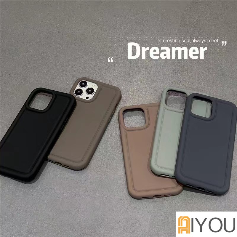 Ins Populer Bantalan Udara Matte Bumper Ponsel Case Untuk iPhone 14 Pro Max11 12 13Pro Max Warna Solid Silikon Shockproof Soft Cover